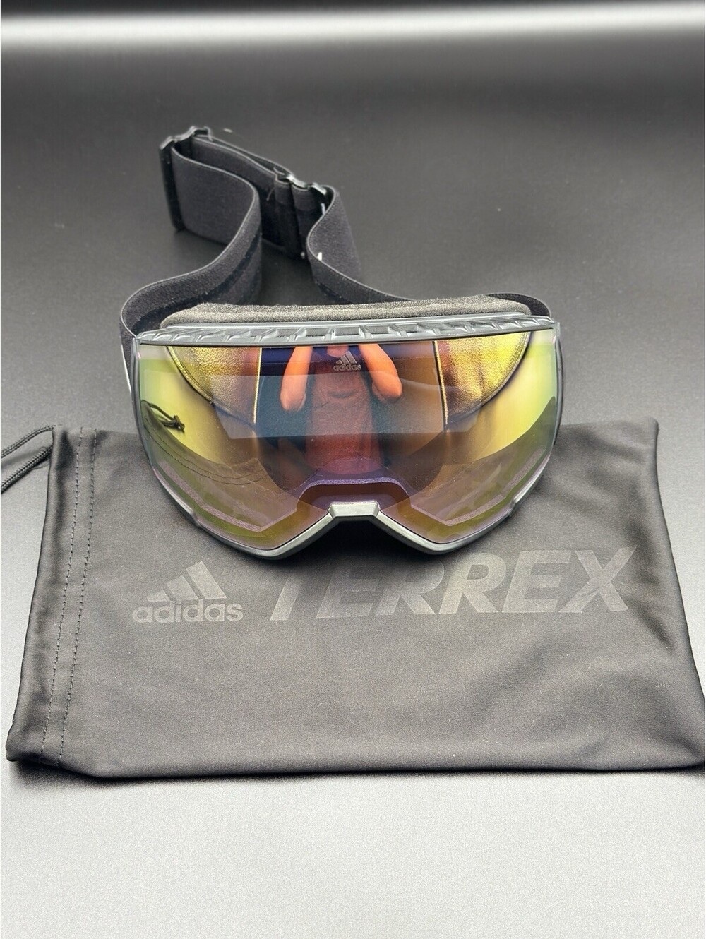 Adidas SP0039 02L Black / Yellow Mirrored Lens Plastic Wrap Shield Snow Goggles